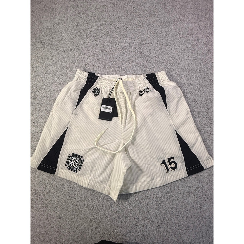 Darc Sport Established Zoan Shorts Cream Black Pinstripe Large DSPS055-767-101-L